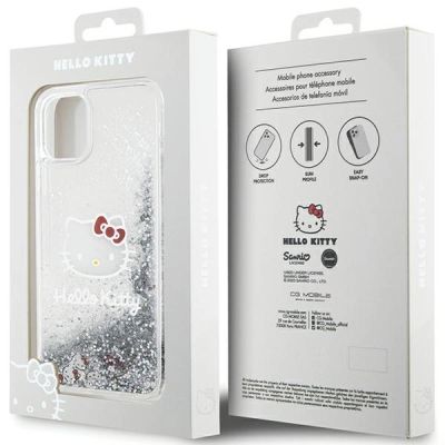 8. Hello Kitty Liquid Glitter Charms Kitty Head Hülle für iPhone 11 / Xr – Silber