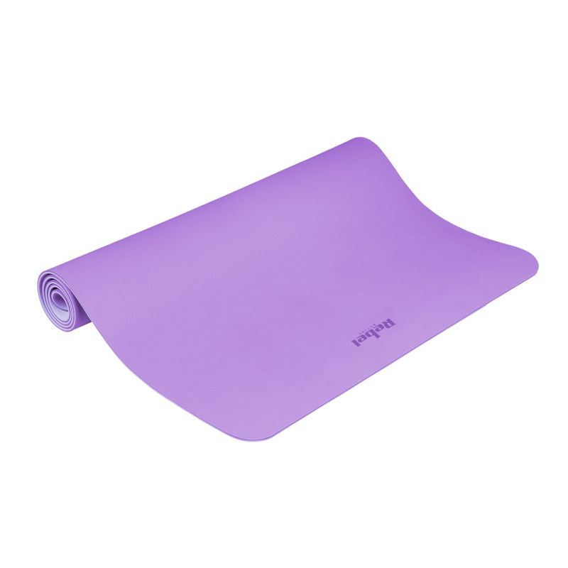 Gymnastikmatte für Yoga, Pilates, Fitness, 200 x 115 cm, 1 cm dick, TPE-Material, lila, REBEL ACTIVE