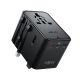 Acefast Z8 GaN 45W Reiseadapter 3x USB-C + 2x USB-A Reise-Wandladegerät mit 2500W-Netzsteckdose – Schwarz