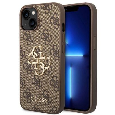 Guess 4G Big Metal Logo Case für iPhone 14 - Braun