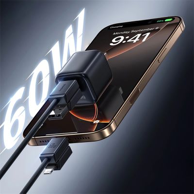 3. Baseus Versatile 60W USB-C – USB-C-Kabel mit USB-A- und Lightning Adaptern, 0,6 m – Schwarz