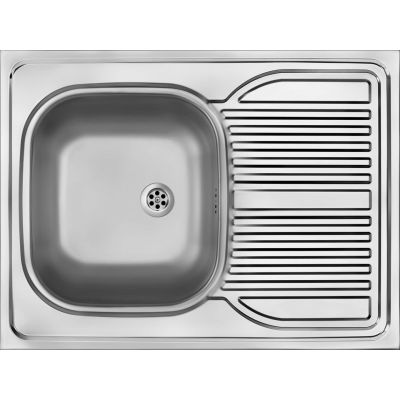 Einzelbecken-Edelstahlspüle mit Abtropffläche - Einbaumodell ZM6_0110