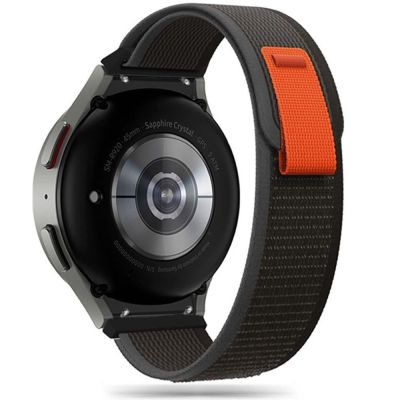 Tech-Protect Nylonarmband für Samsung Galaxy Watch 4/5/5 Pro/6/7/FE – Schwarz und Orange