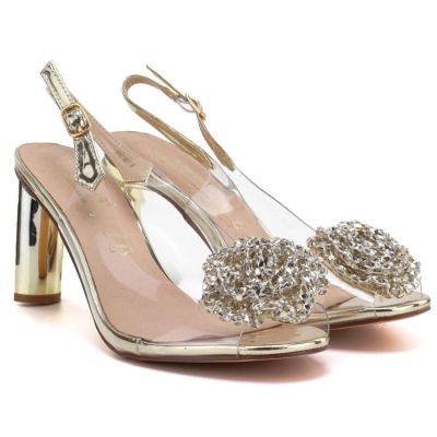 4. Transparente goldene Sandalen mit Absatz D&A MR62-9077