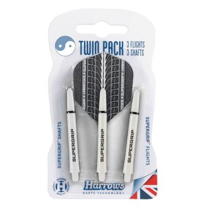 Harrows Twin Pack Supergrip-Schäfte + Supergrip-Flights (weiß)