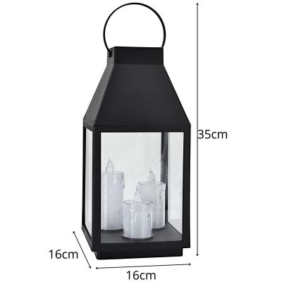 5. LED-Laterne 35 cm, 3 Kerzen, Saska Geschenk & Dekoration