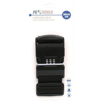 5. Universeller Sicherheitsgurt für Koffer 180 x 5 cm mit Proworld-Code, Schwarz