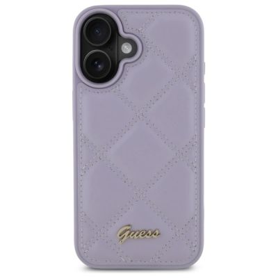 3. Guess Quilted Metal Logo Hülle für iPhone 16 – Hellviolett