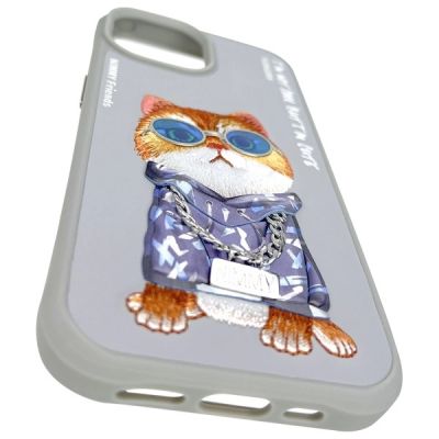 9. Nimmy Glasses Cool Cat iPhone 15 Hülle - Grau