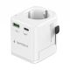 GEMBIRD UNIVERSAL-REISEADAPTER MIT ERDE 20 W, WEISS