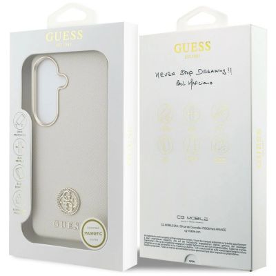 8. Guess Strass-Logo-Hülle mit rundem Logo für Samsung Galaxy S26 – Beige