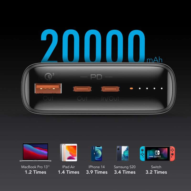 9. VEGER T100 Powerbank Lithium-Ionen (Li-Ion) 20000 mAh Schwarz