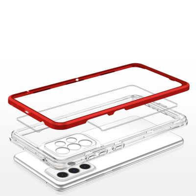 5. Klare 3in1 Hülle für Samsung Galaxy A73 Frame Cover Gel Rot