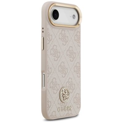 4. Guess 4G Strass Logo & Big Strap Metal Buttons MagSafe Case für iPhone Air - Pink
