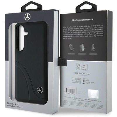 8. Mercedes Leder Curved Stitches Hülle für Samsung Galaxy S25 - Schwarz