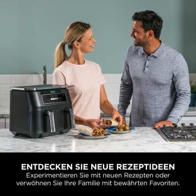 2. Ninja AF200EU Doppelfritteuse 7,6 l, autonom, 2400 W, Heißluftfritteuse, Schwarz