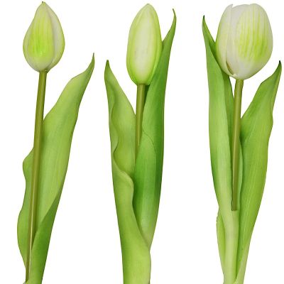 9. Strauß aus 7 weißen Tulpen, 31 cm, naturgetreue Frühlingsdekoration