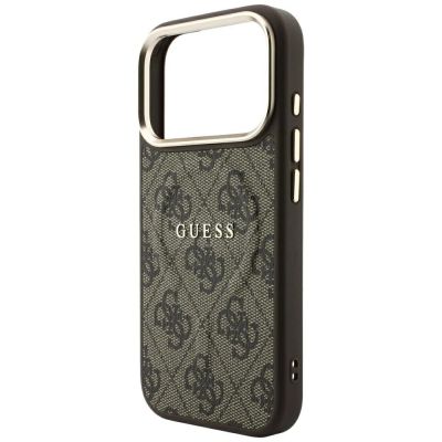 6. Guess Embossed 4G Classic MagSafe Hülle für iPhone 17 Pro / 18 Pro – Braun