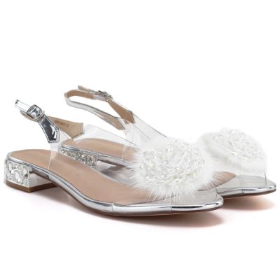 4. Transparente Damen-Sandalen mit silberfarbenem Zierelement D&A MR62-9072