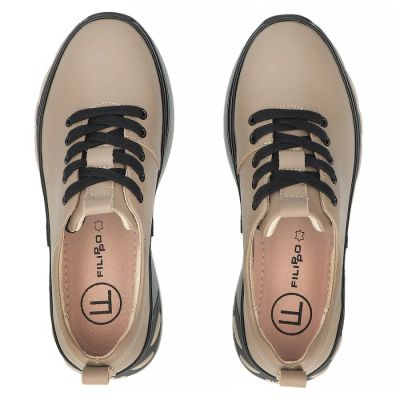5. Damen-Sneaker aus Leder mit taupefarbenem Plateau, Modell Filippo DP8006