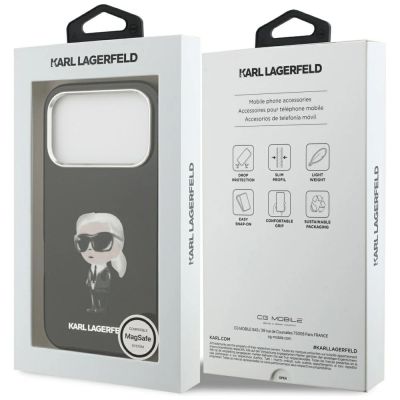 8. Karl Lagerfeld IML Aquarelle Karl & Logo MagSafe Hülle für iPhone 17 Pro - Schwarz
