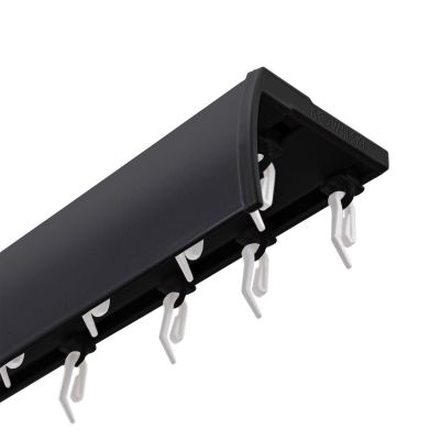 DOPPELTE DECKENSCHIENE MIT ABDECKUNG, GLEITERN MIT HAKEN, 500 CM, ALUMINIUM, SCHWARZ, KOWALSKI