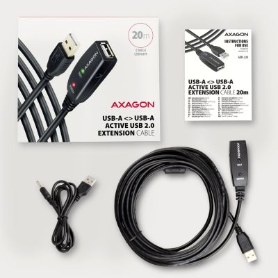 8. Axagon ADR-220 USB 2.0 AM -> AF Aktives Verlängerungs-/Repeaterkabel 20 m Schwarz