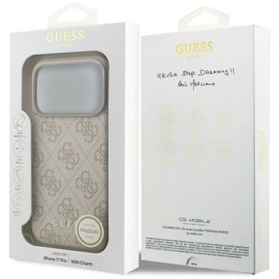 7. Guess 4G Charms Collection MagSafe Hülle für iPhone 17 Pro – Pink