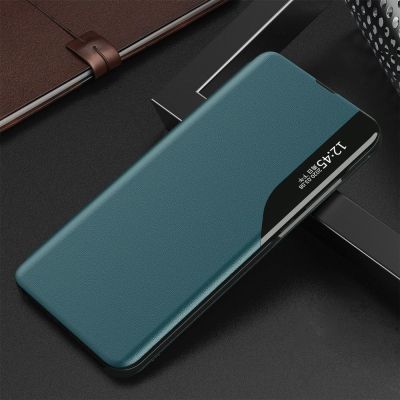 2. Eco Leather View Case booktype case schutzhülle aufklappbare hülle Samsung Galaxy A72 4G grün