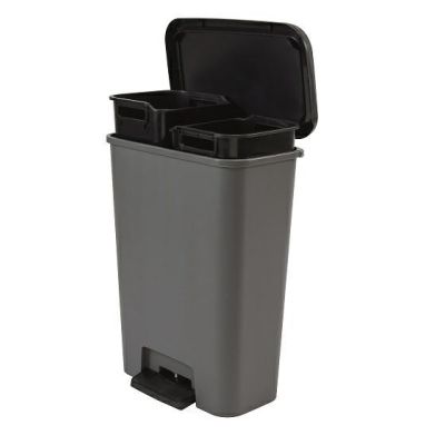 CURVER ABFALLBEHÄLTER MIT PEDAL 23+23L /DUNKELGRAU/ SCHWARZ