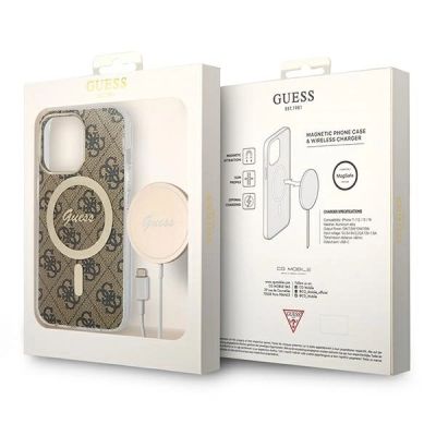 10. Set Guess GUBPP13LH4EACSW Hülle + Ladegerät iPhone 13 Pro braun/braun Hartschale 4G Print MagSafe