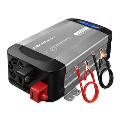 11. Qoltec Sinus-Spannungswandler | 12 V auf 230 V | 500/1000 W | LCD | USB | USB-C | Kompatibel mit LiFePO4-, GEL- und AGM-Akkus