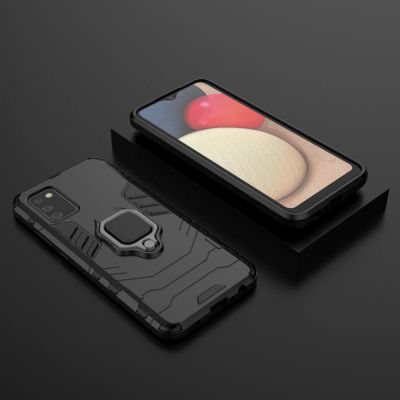 8. Ring Armor Tough Hybrid Case Cover + Magnethalterung für Samsung Galaxy A03s (166,5) schwarz