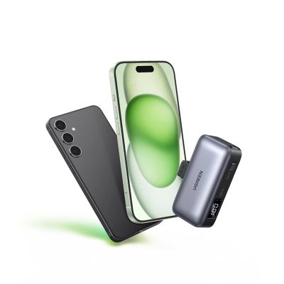 3. Ugreen PB503 5000 mAh Powerbank mit USB-C-Anschluss und integriertem USB-C-Anschluss – Grau