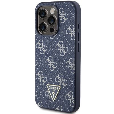 2. Guess 4G Triangle Metal Logo Hülle für iPhone 15 Pro – Blau