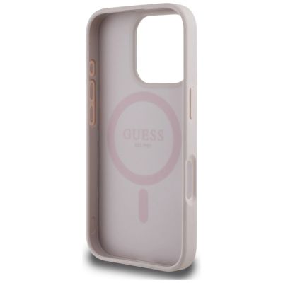 7. Guess 4G Circle Classic Logo MagSafe iPhone 16 Pro Hülle - Rosa