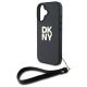 5. DKNY Wrist Strap Stock Logo Hülle für iPhone 16 – Schwarz
