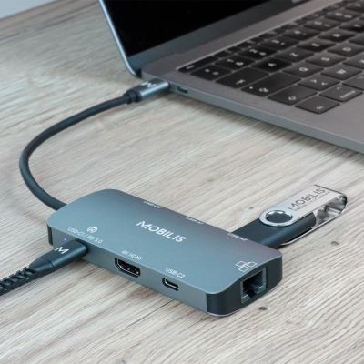 3. Mobilis 001382 Kabelgebundene Dockingstation USB 3.2 Gen 1 (3.1 Gen 1) Typ-C Schwarz, Grau
