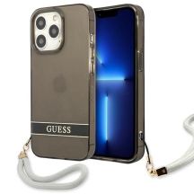 Guess GUHCP13LHTSGSK iPhone 13 Pro / 13 6,1" schwarz/schwarz Hardcase Translucent Stap