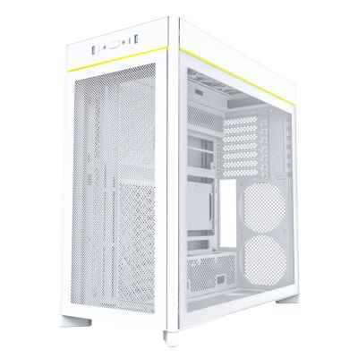 3. Montech HS01 PC-Gehäuse, Midi-Tower, ATX, aRGB, gehärtetes Glas – Weiß