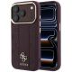 Guess Stripe Peony 4G Logo MagSafe Hülle für iPhone 18 Pro / 17 Pro - Burgunderrot