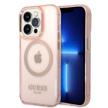 Guess GUHMP14LHTCMP iPhone 14 Pro 6,1" rosa/rosa Hartschale Gold Outline Translucent MagSafe