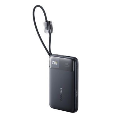2. Baseus EnerFill FC11 10000mAh 22,5W Powerbank mit Digitalanzeige und zwei integrierten Kabeln – Schwarz