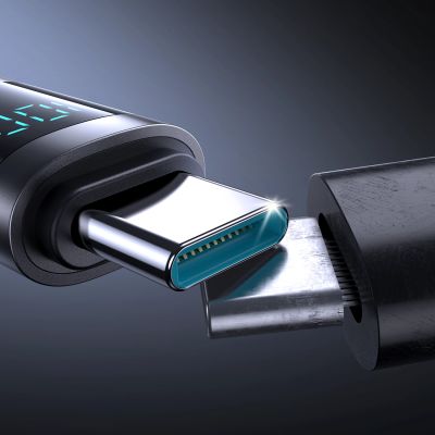 5. Joyroom S-A16 Pro Prism Series 100W USB-C-Kabel – USB-C mit Digitalanzeige 1,2 m – Schwarz