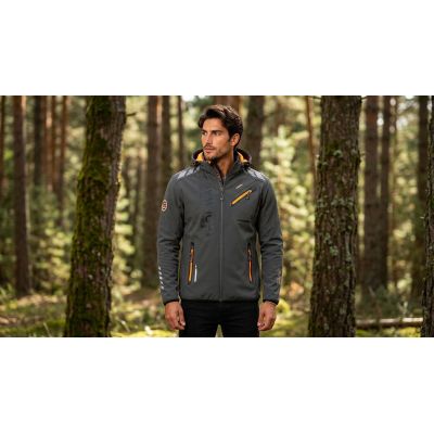 7. Herren-Softshelljacke Geographical Norway ROYAUTE DGREY-ORANGE GTX MEN 068 (WW4643H/GN-DARK GREY / ORANGE)