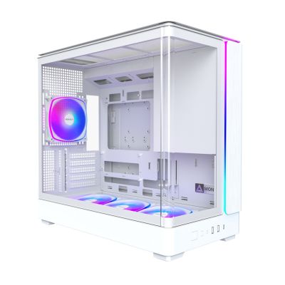 Montech KING 15 PRO PC-Gehäuse, Mini-Gehäuse, mATX, gehärtetes Glas, RGB – weiß