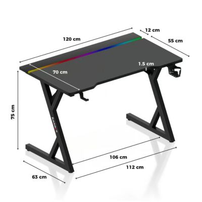 9. Gaming-Schreibtisch Huzaro Hero 2.4 RGB Black
