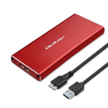 QOLTEC M.2 SSD-Gehäuse | SATA | NGFF | USB 3.0 | Superschnelle 5 Gbit/s | 2 TB | Rot