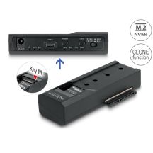 Delock – Speichercontroller – Klonfunktion – 2,5", 3,5", M.2 (6,4 cm, 8,9 cm) – M.2-Karte (PCIe NVMe und SATA) / SATA-SSD – USB-C 3.2 (Gen 2x1)