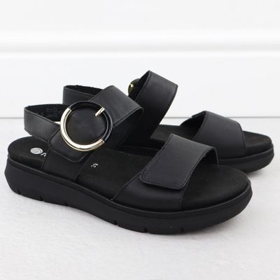 2. Schwarze Keilsandalen aus Leder für Damen, Remonte D2K50-00